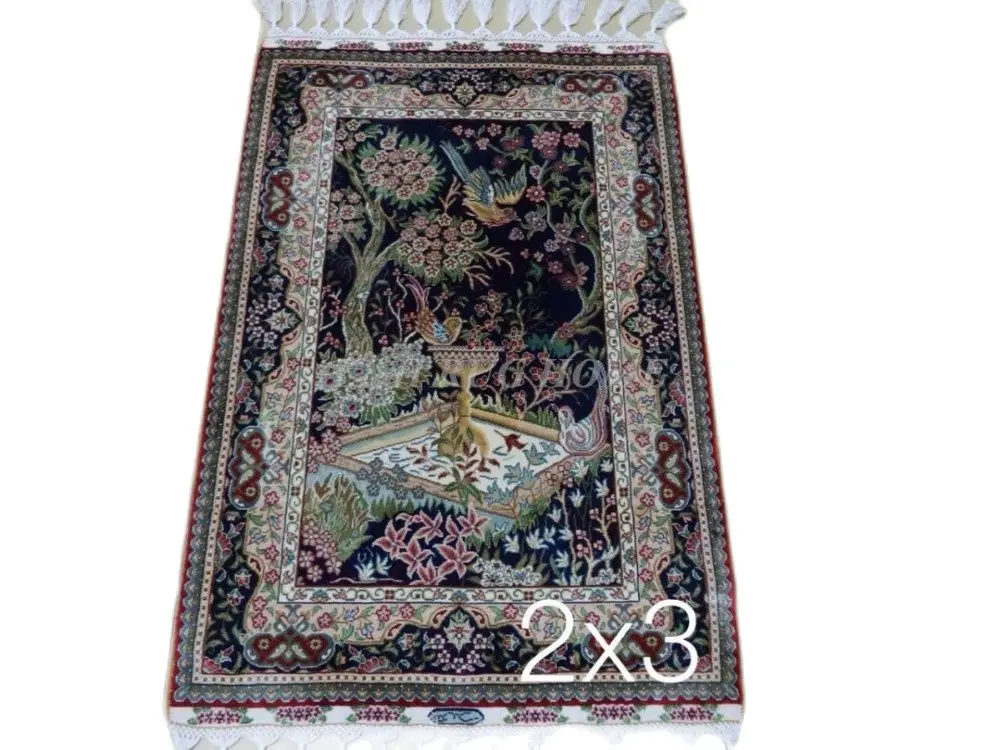 

Free shipping 2'X3' 230 Line Handmade Silk Oriental Persian Rug hand Knotted silk carpet for home decoration