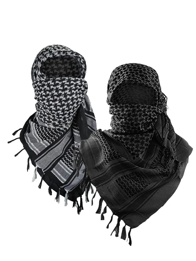 Double Red 2Pcs Military Shemagh Tactical Desert Scarf / 100% Cotton Keffiyeh Scarf Wrap for Men And Women