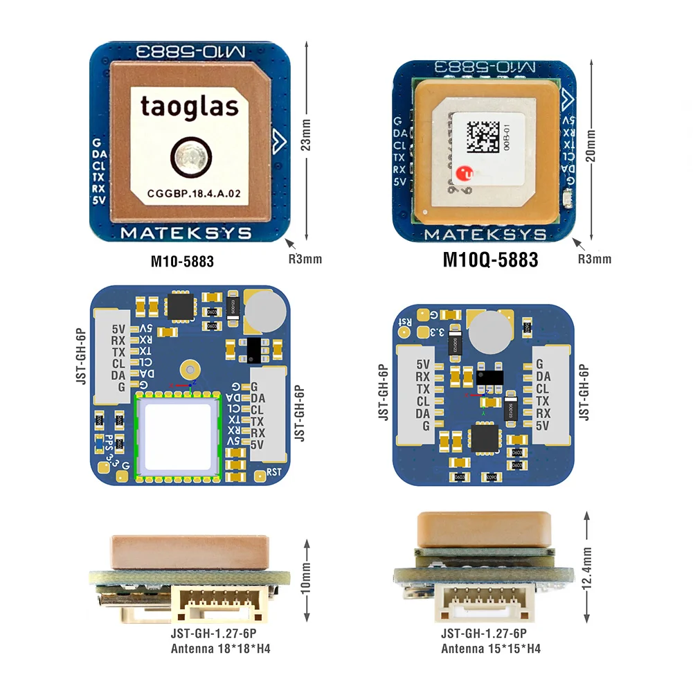GNSS GPS Kompas Modul M10Q-5883 u-blox M10 Multi-Konstellation Patch Antenne 15x15mm