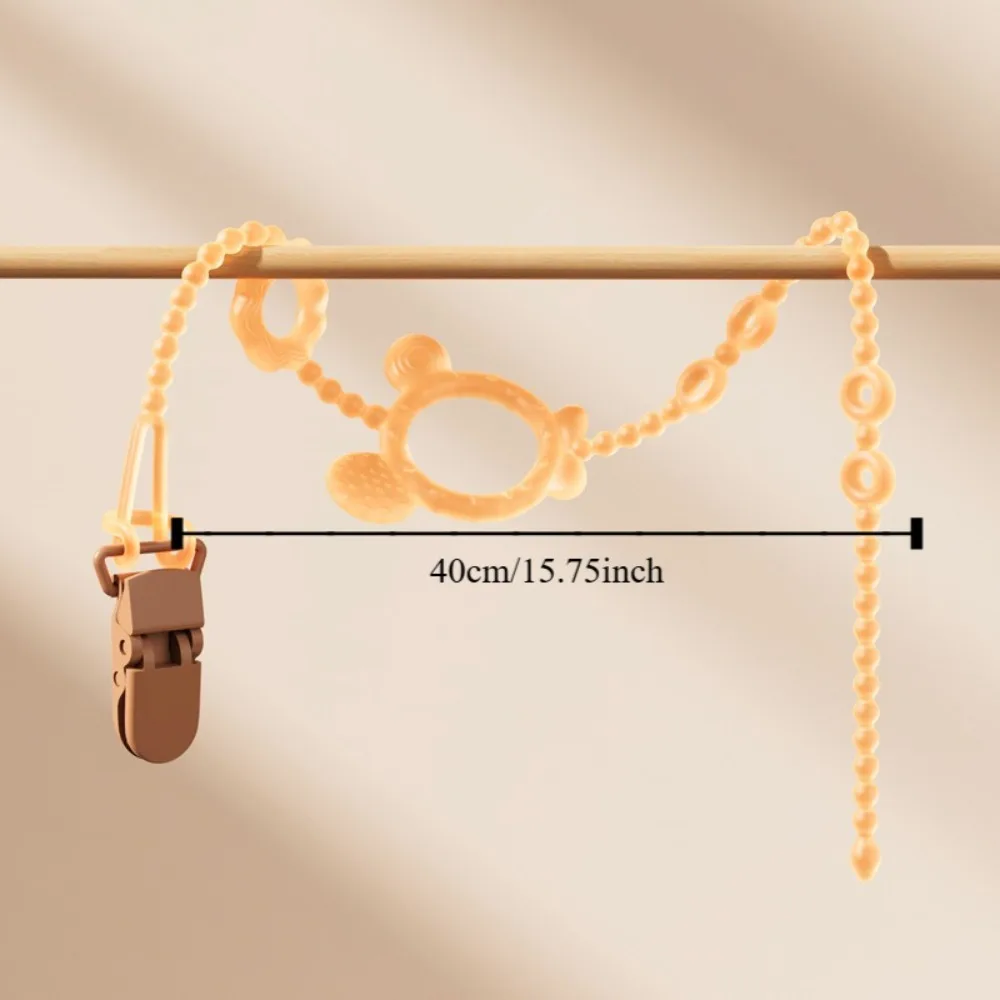 Anti-drop Chain Pacifier Holder Clips Nipple Accessory Cartoon Bear Baby Pacifier Chain Pure Color Silicone