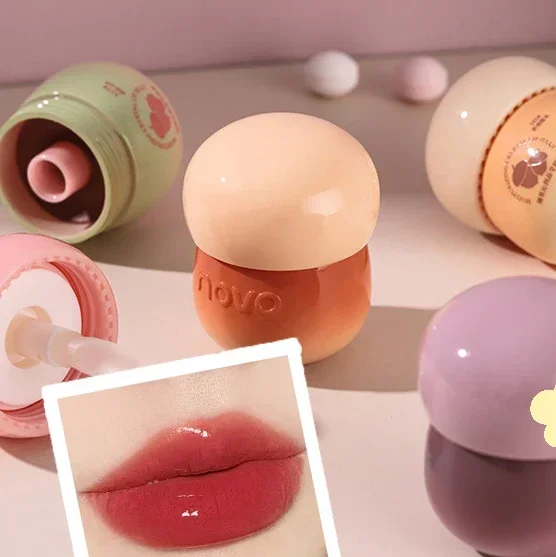 Cute Chubby Mushroom Lip Gloss Red Lips Tint Creamy Jelly Lip Glaze Matte Liquid Lipstick Mud Waterproof Lasting Makeup Cosmetic lip gloss lip makeup lip glaze lip tint