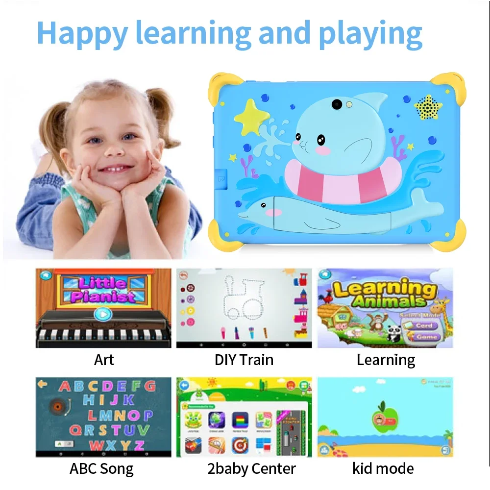 2025 New Children's Tablet 7" inch HD Screen Preinstalled With Silicone Sleeve microUSB DC Charge Dual Camera Gift For Children 5