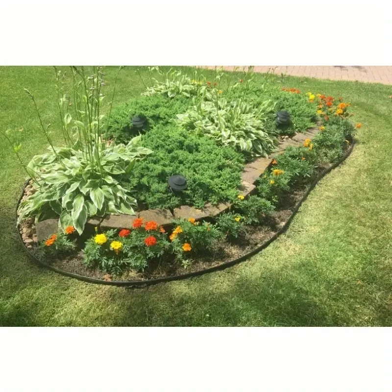 Plastic Edge Kit with 30 Anchoring Spikes, Fixed Garden Barrier, Lawn Grass, Edging Border, Landscape Edging, Easy Install, 10m