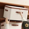 Linen Zipper Storage Boxes, Non-Woven Fabric Clothing Organizer Bins for Home Bedroom Closet Organization,Include Good Helpers 1