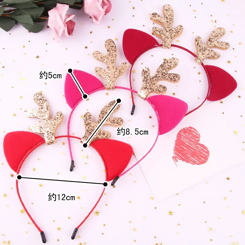 Glitter Antlers Christmas Headband Party Girls Kids DIY Little Deer Horn Headwear Christmas Party Hair Accessories Supplie