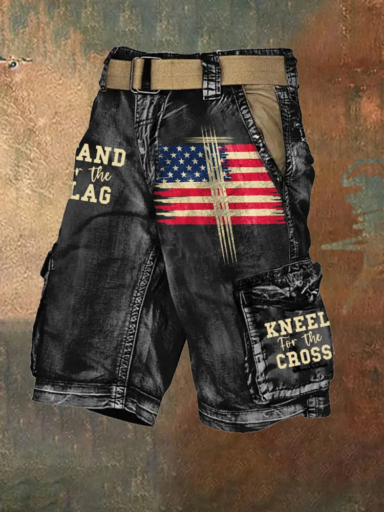 Men's Summer Overalls Lndependence Day Retro New Overalls Fashion Comfortable Casual 3d Printed Men's Shorts