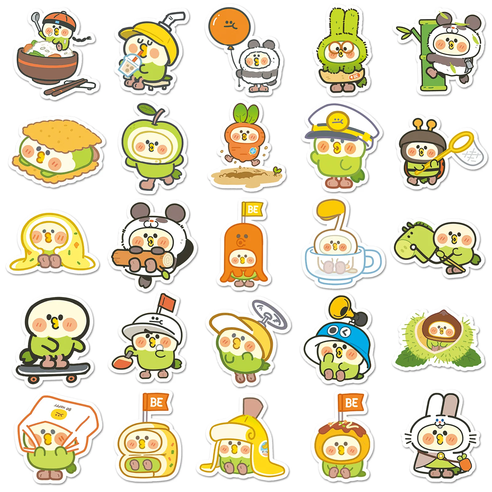 50Pcs 귀여운 작은 앵무새 비비 스티커 데칼 전화 노트북 가방 노트북 스케이트 보드 방수 스티커