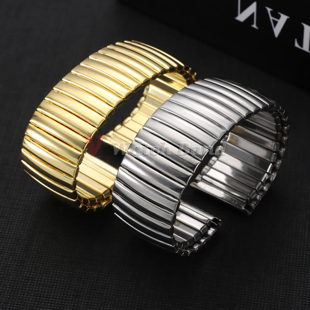 Universal Stainless Steel Elastic Strap Metal Watchband Replacement Bracelet