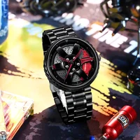 Cool And Cool Fashion Clock Leather Men's Quartz Wristwatch Dial Sport Car Rim Wheel Hub Business Luxury Sports Wrist Watches 1