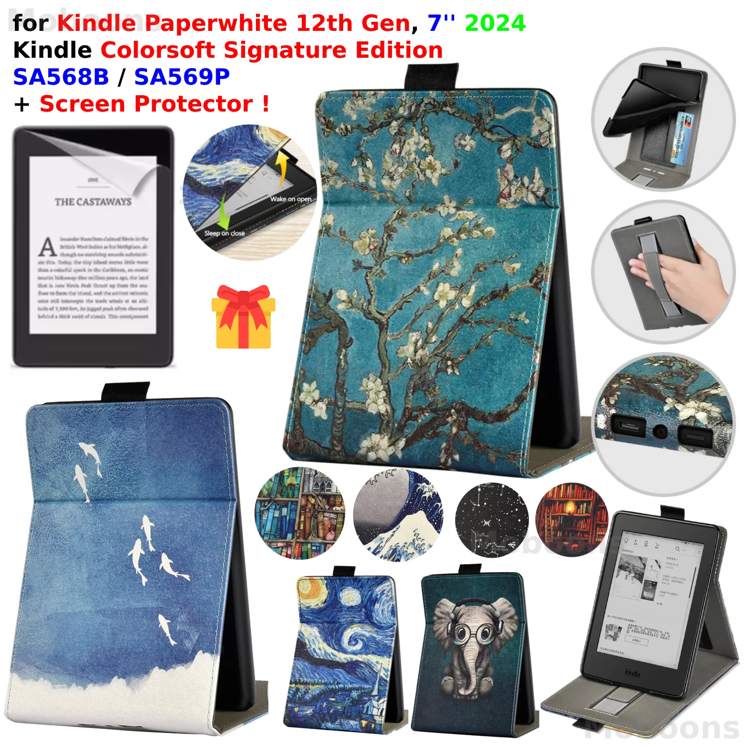 ColorSoft Signature Edition Case with Screen Protector and Hand Strap for 7 Devices, 2024 Release