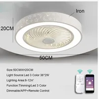 50 CM Ceiling Fans with Lights 6 Speeds APP+Remote Control Iron Fan Light Led 3 Color Dimmable Bedroom Living Room Fan Lamp 2