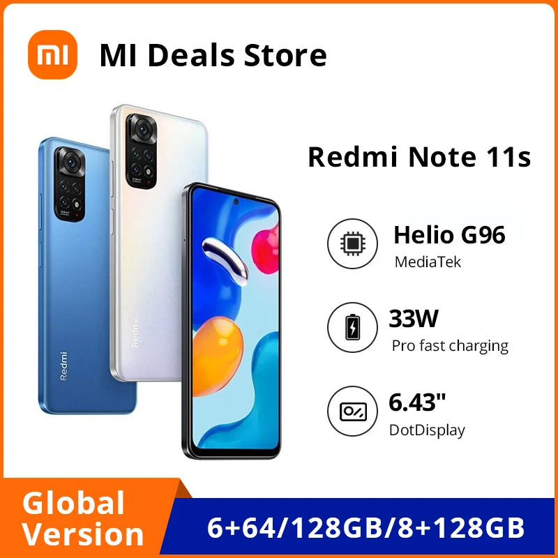 Смартфон Xiaomi Redmi Note 11S 6 + 64/128 ГБ Helio G96 5000 Гц AMOLED 33 Вт мАч | Мобильные телефоны и