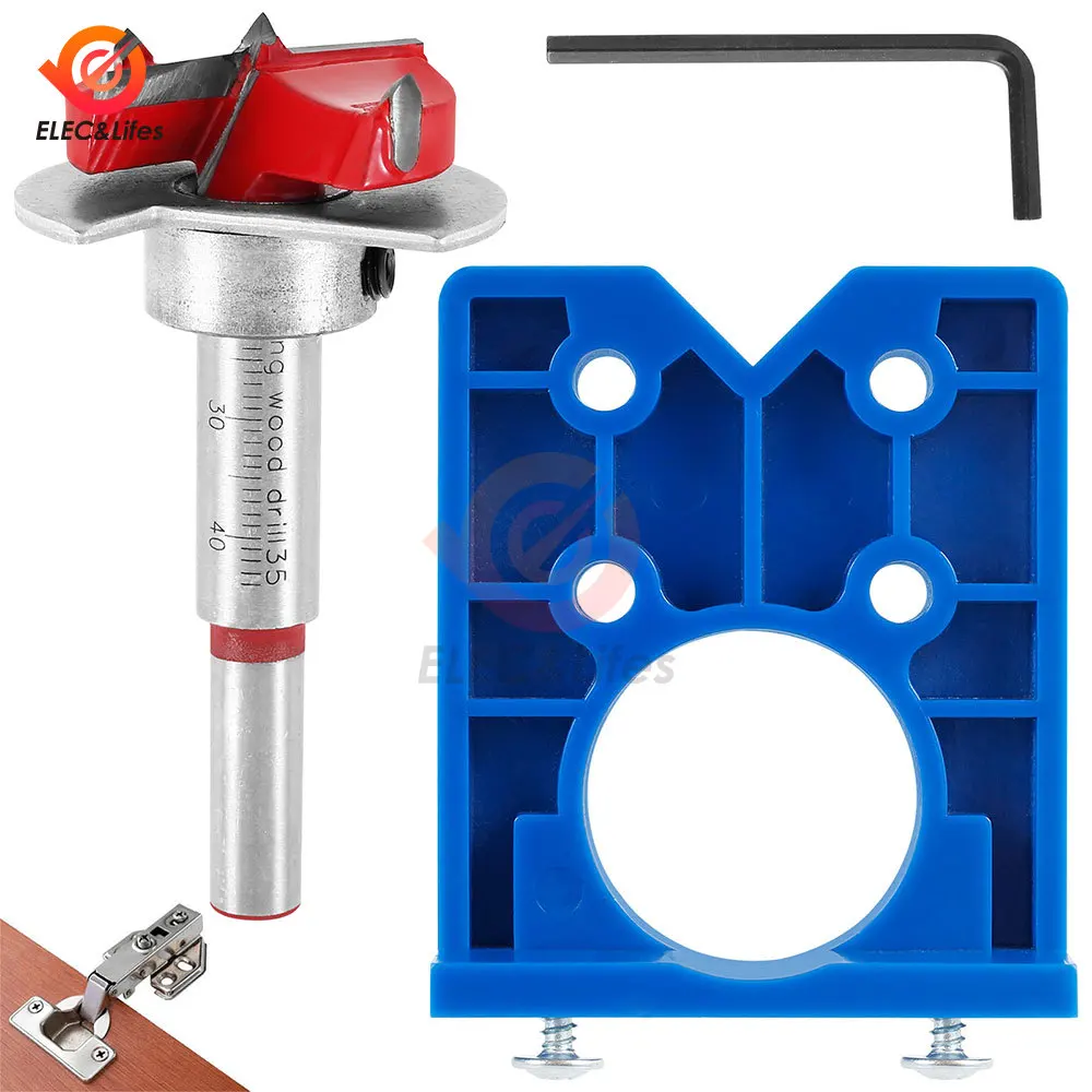 

35mm Hinge Drilling Jig Set Concealed Guide Hinge Hole Drilling Locator Woodworking Hole Opener Door Cabinet Accessories Tools
