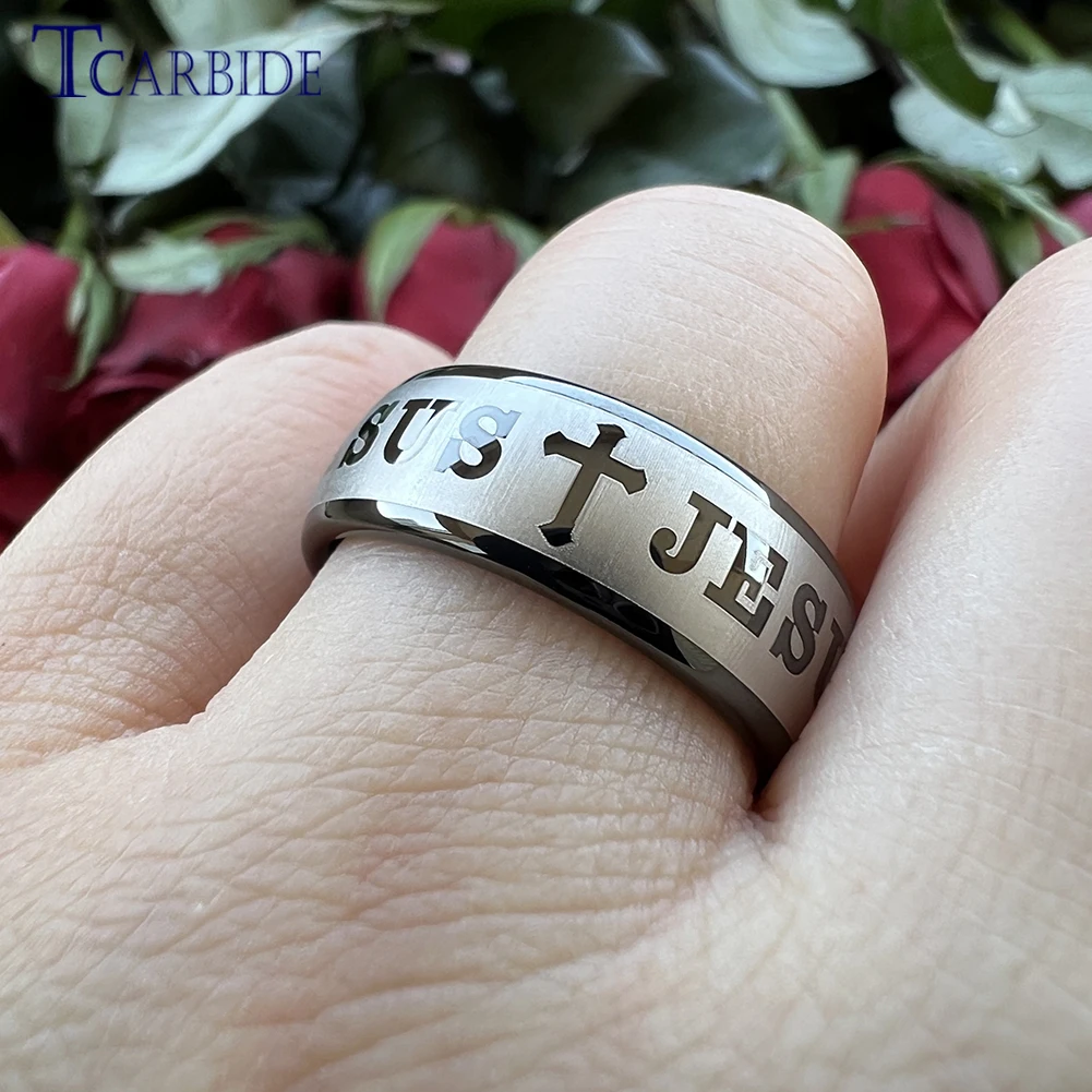 TCarbide 6mm 8mm Tungsten Dome Band Men's Women's Bible