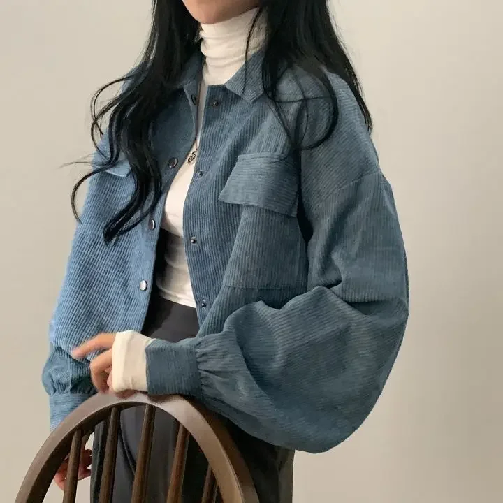 Einfache literarische Retro-Cord-Hemdjacke mit doppelter Tasche, Herbst und Winter, neue lässige, vielseitige Arbeitskleidung, koreanischer Kordelzug – Detail 36