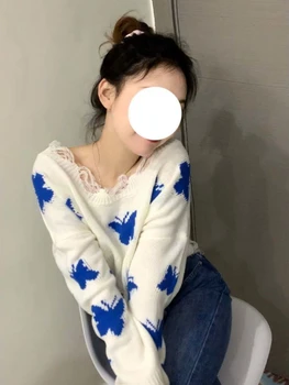 Knitted Butterfly White Sweater 5