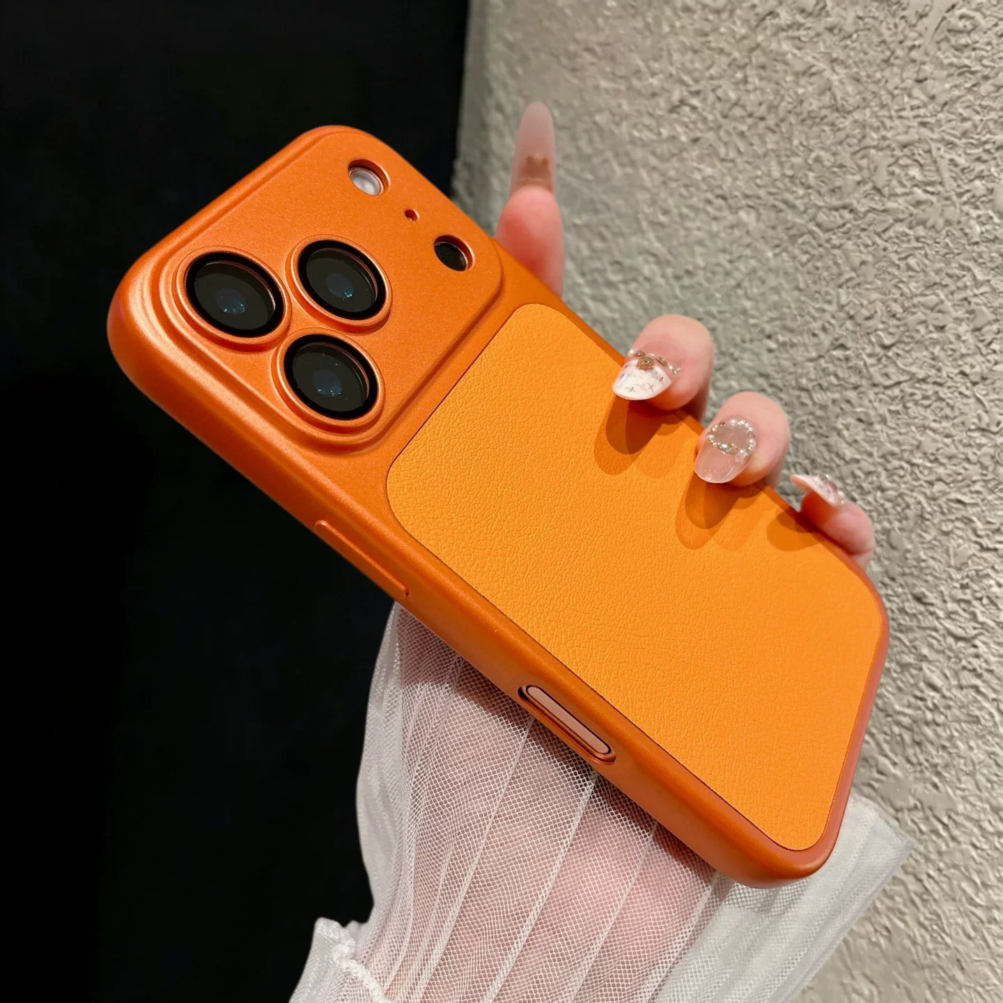 Elegant Leather Texture Shockproof Phone Case with Lens Protection