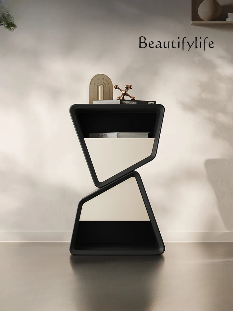 

Italian Minimalist Hourglass Bedside Table Designer Mid-Ancient Cream Style Modern Minimalist Storage Cabinet