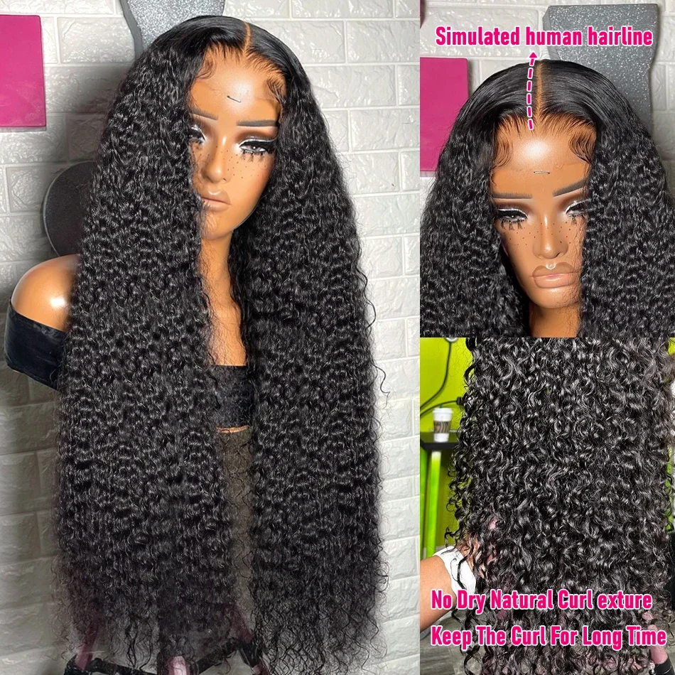 30 40 Inch 200 Density Black Deep Wave 13x4 Transparent Lace Front Wig Human Hair Brazilian natural Curly 13x6 Lace Frontal Wigs
