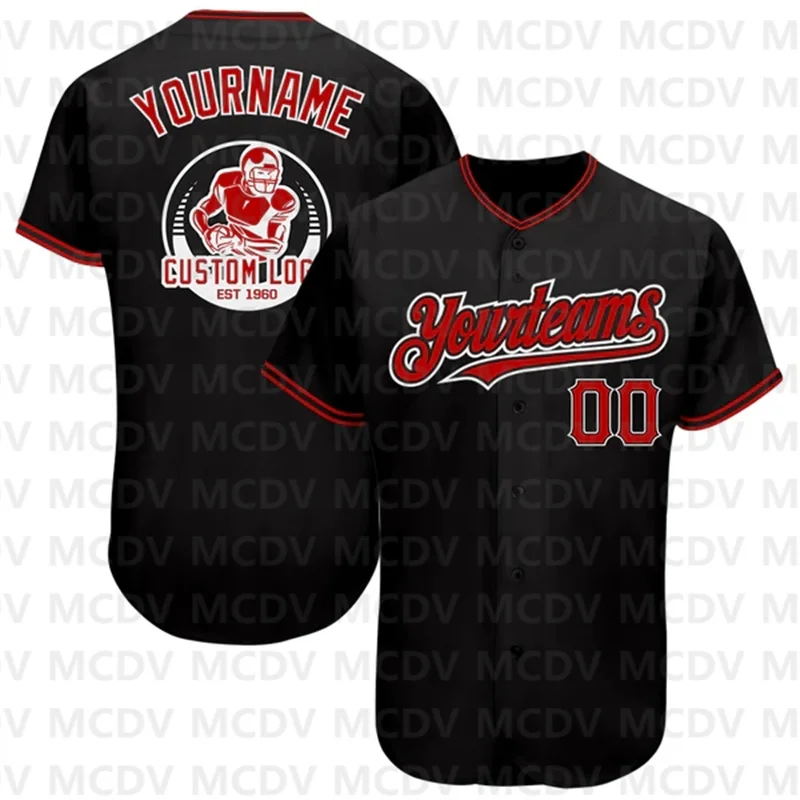 

Custom Black Red-White Authentic Baseball Jersey