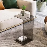 Table d'appoint en acrylique, lumière transparente, Table d'appoint de luxe pour canapé, salon, baie vitrée italienne, Tables basses en forme de C 3