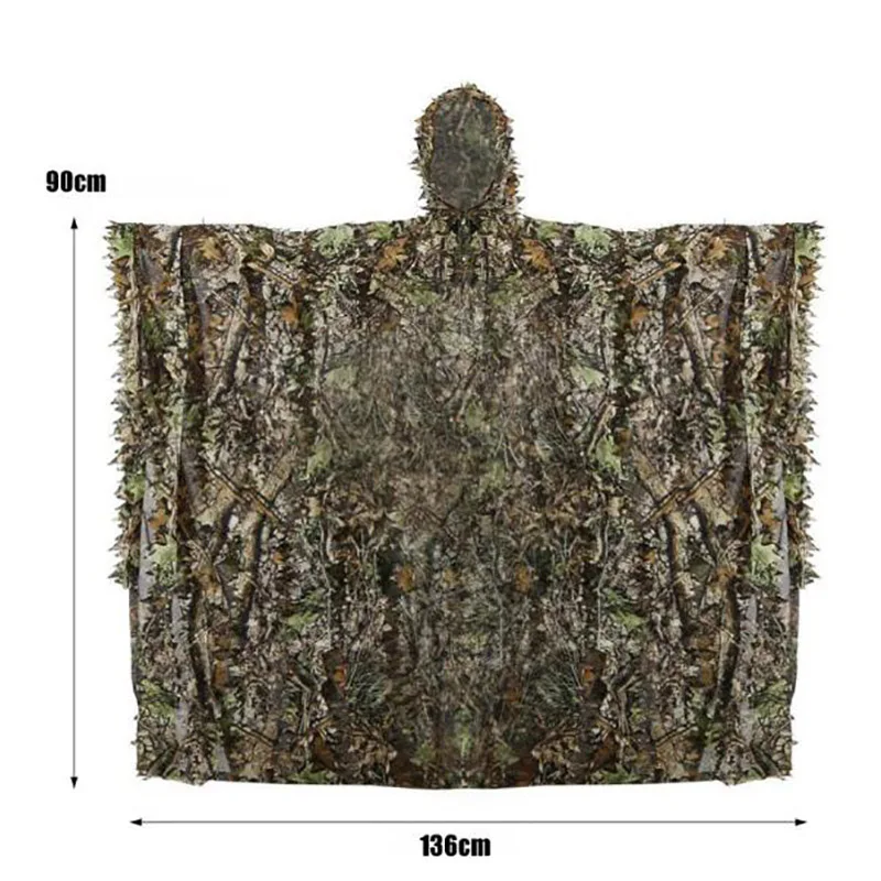 Ghillie Jungle Hooded Sniper Tactics Forest Set Jacket and Pants 3D Camo Ghillie Set Hunting Suit Military Combat Clothes Set