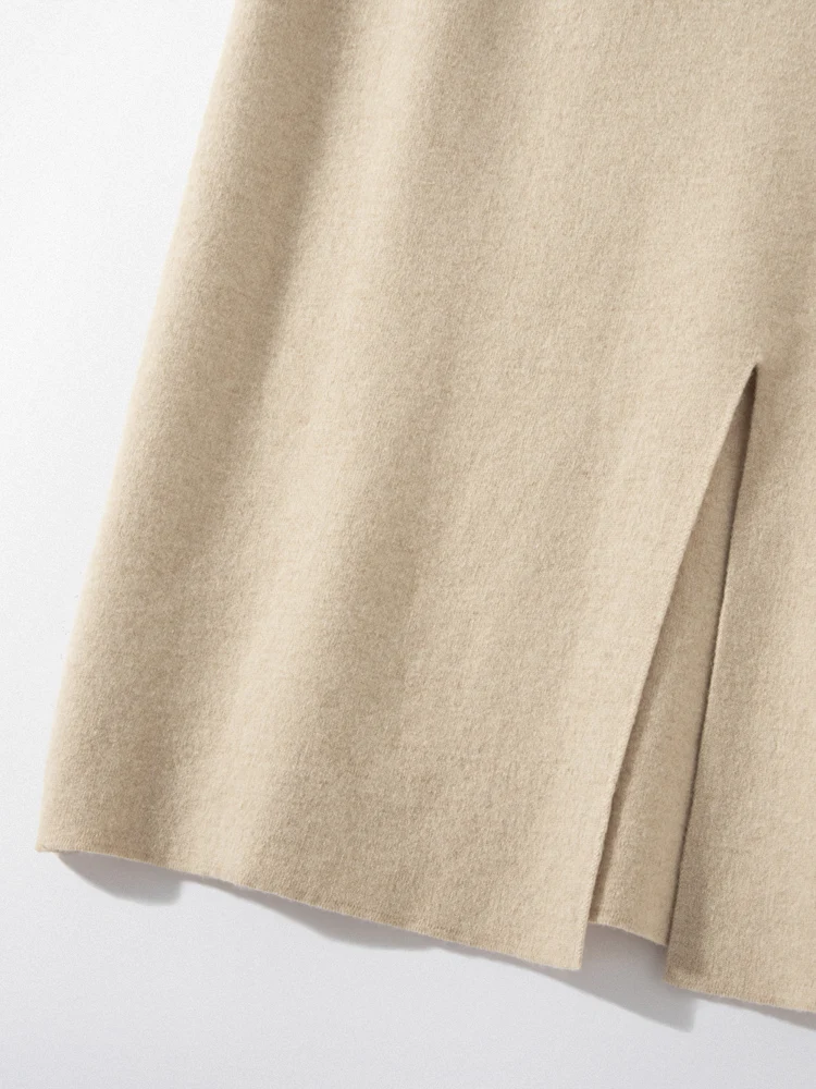 Women's Pure Cashmere Long Skirt - Side View