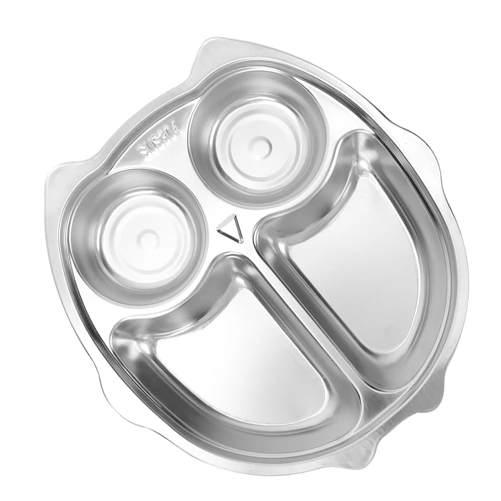 Children's Stainless Steel Cartoon Plates Kids Food Tray Thickened Deep Divided Compartments Adorable Patterns Safe Dining