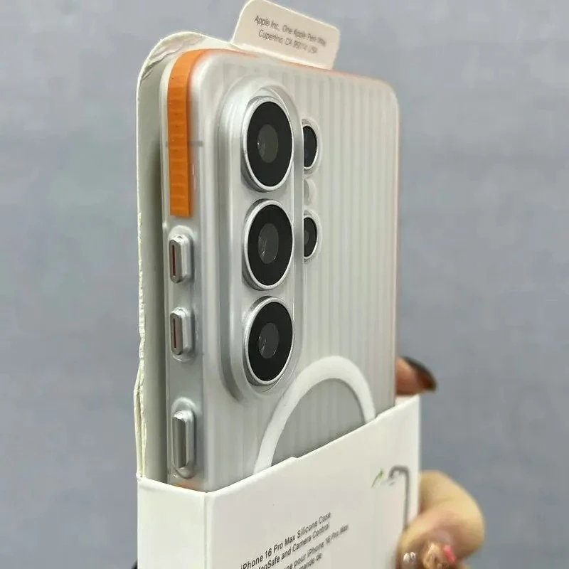 Hard Matte Magnetic MagSafe Luggage Stripe Slim Phone Case Cover
