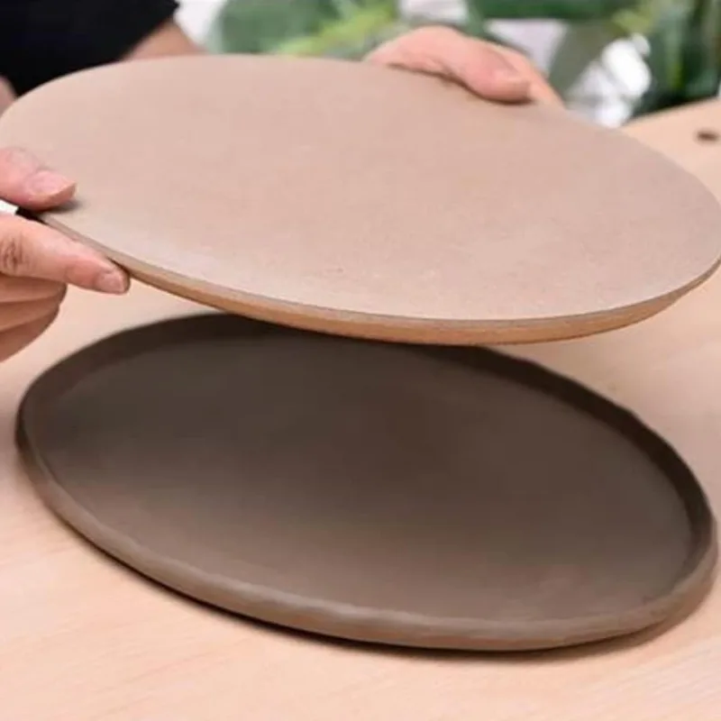 Silicone Mold 1pc Round Pottery Tools Ceramic Plate Forming Mold Tan Wooden Density Plate Printing Blank Stripping Mud