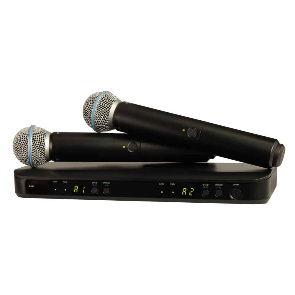 

BLX288/PG58 2 channel wireless microphone with BLX88 receiver and PG58 handheld microphone for Karaoke Stage Performance