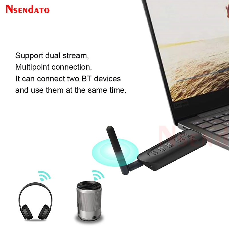 USB2.0 Bluetooth-Compatible 5.3 Audio Transmitter 3.5mm AUX Jack Wireless Adapter Driver-Free USB Dongle For TV Car PC Headphone