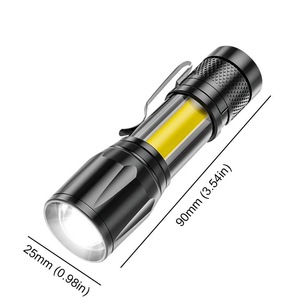 XPE+COB Powerful Flashlight Telescopic Zoom Portable Flash Light USB Rechargeable Camping Light Waterproof for Hiking Emergency
