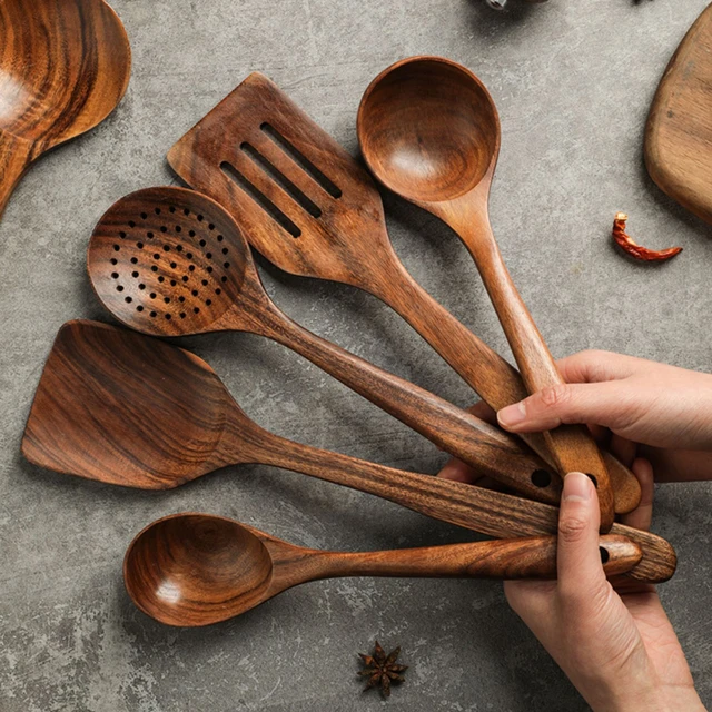  AIUHI Wooden Utensils for Cooking, Wood Utensil Set