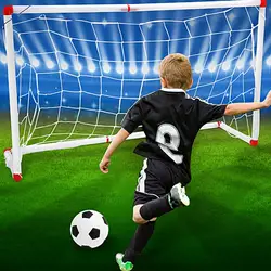 Mini Football Soccer Ball Goal Post Net Set Kids Children Target Training Goal Set Outdoor Indoor Goal Net Pump Post Play Toy