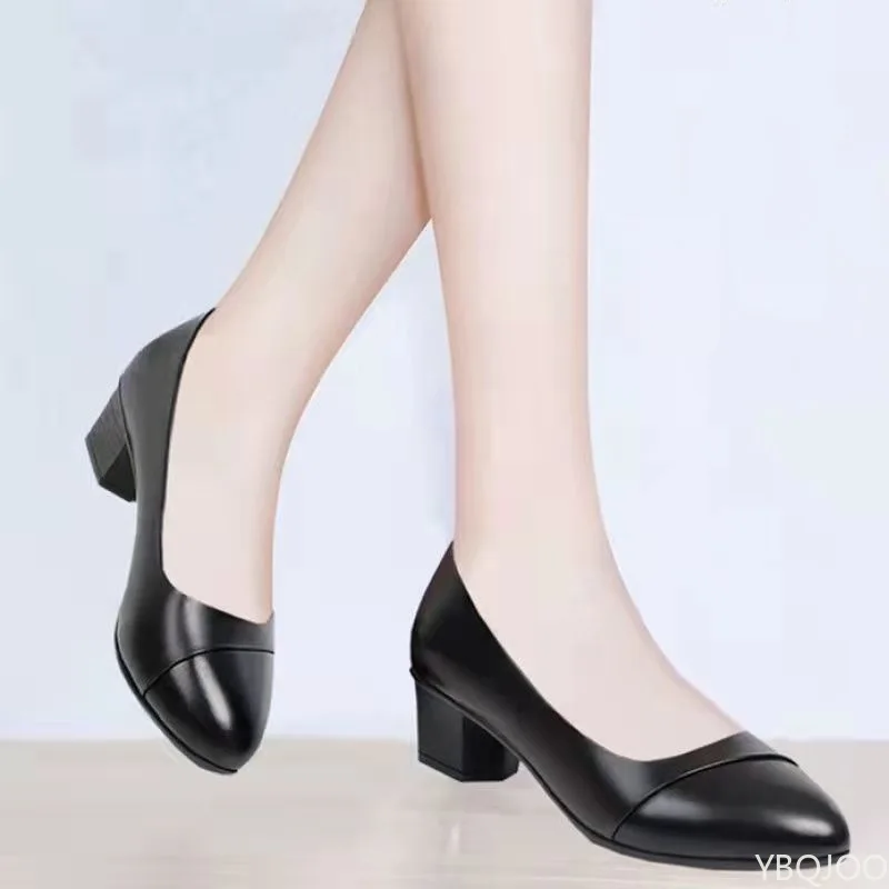 Frühling und Sommer Weichsohlige Bequeme Rutschfeste Modische Damen High Heels Neue Mittelhohe Absätze Mutter Beruf Damenschuhe 2025 – Detail 10