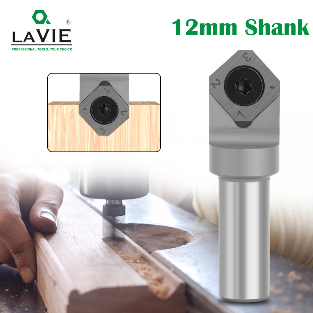 LAVIE 12mm Schaft Einfügen-Stil V Typ Spoilboard CNC Router Bit Austauschbare Klinge Hobeln Bit Gesicht Ende Fräsen cutter Für Holz