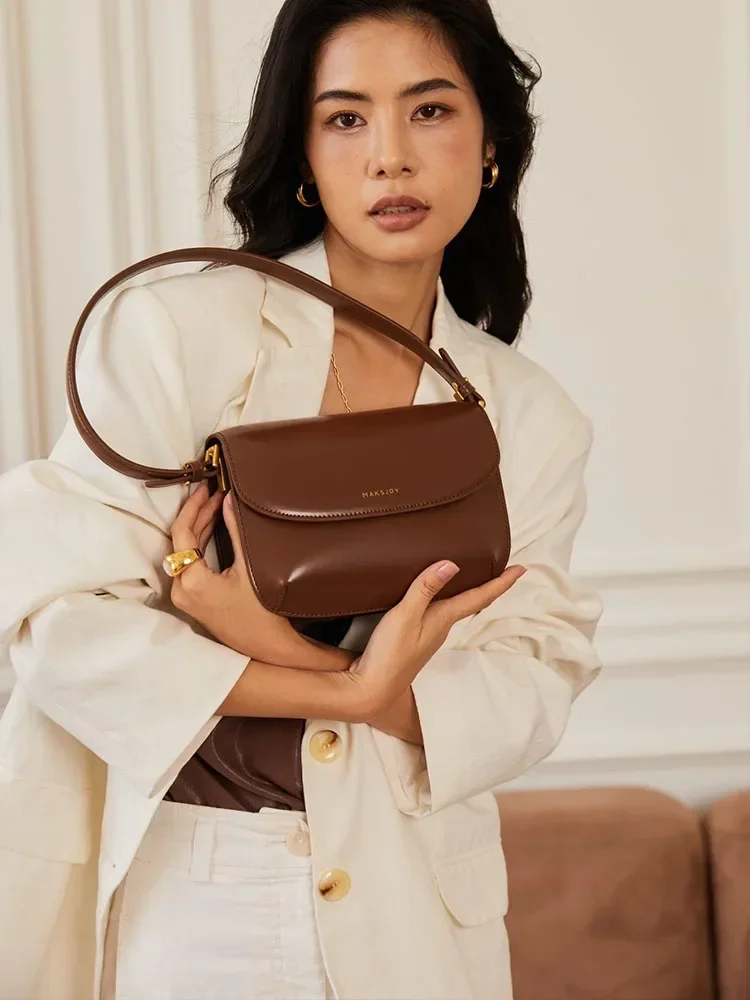 

Niche High-Grade One-Shoulder Underarm Bag Women's New Fashion Genuine Leather Square Bag Messenger Bag