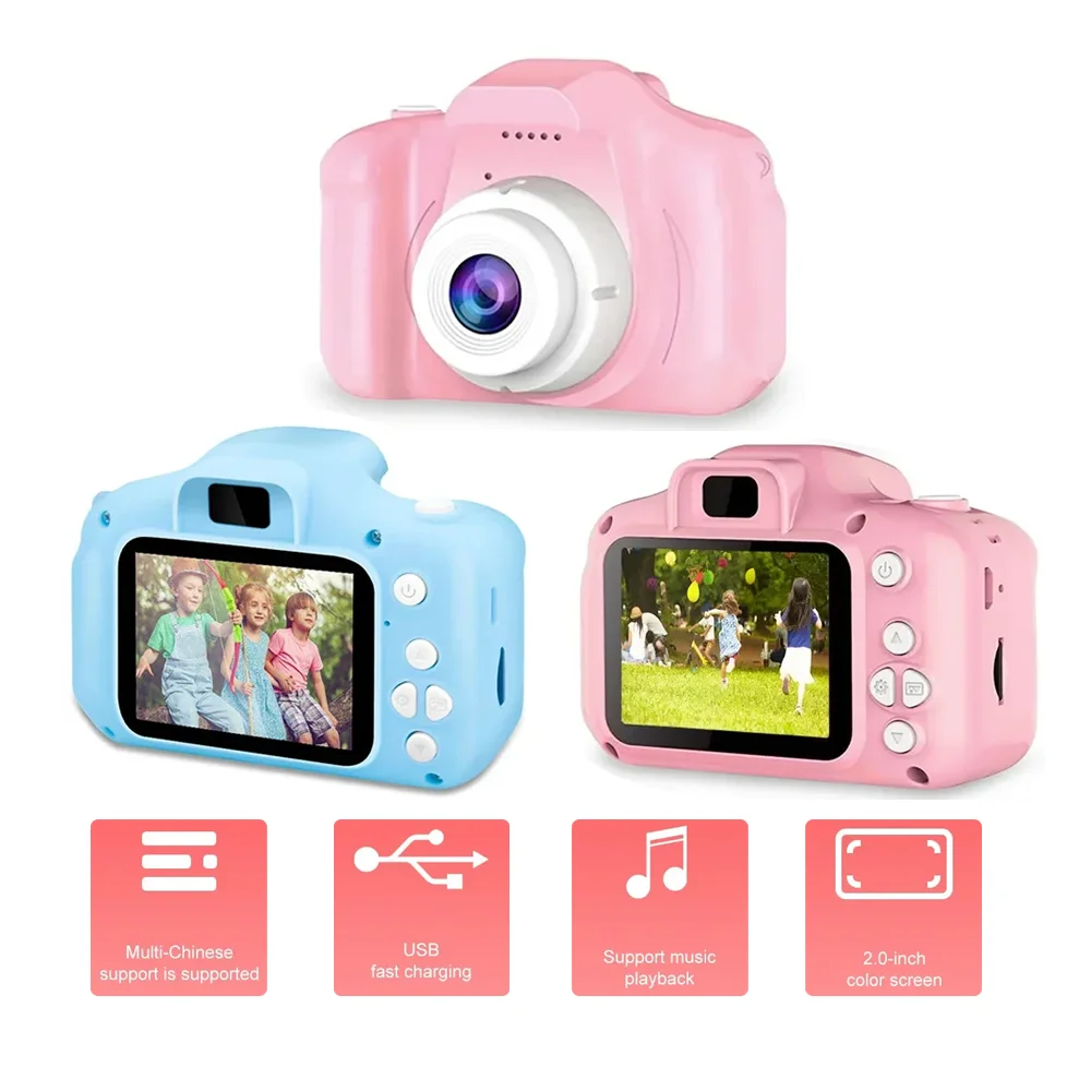 Mini Children Camera Toys Photo Shoot 1080P HD Video Kids Digital Camera Screen 2.0 Inch Send 32GB TF Card for Kids Baby Gifts