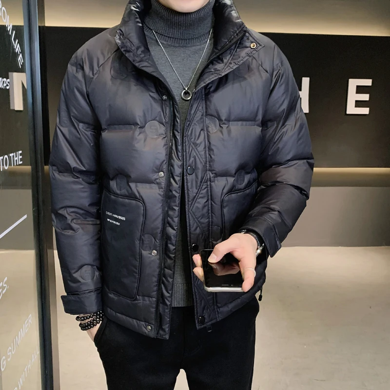 High Quality Autumn Winter Duck Down Jacket Men's Solid Color Stand Collar Warm Puffer Coat Outwear Plus Size M-5XL Thick Parkas