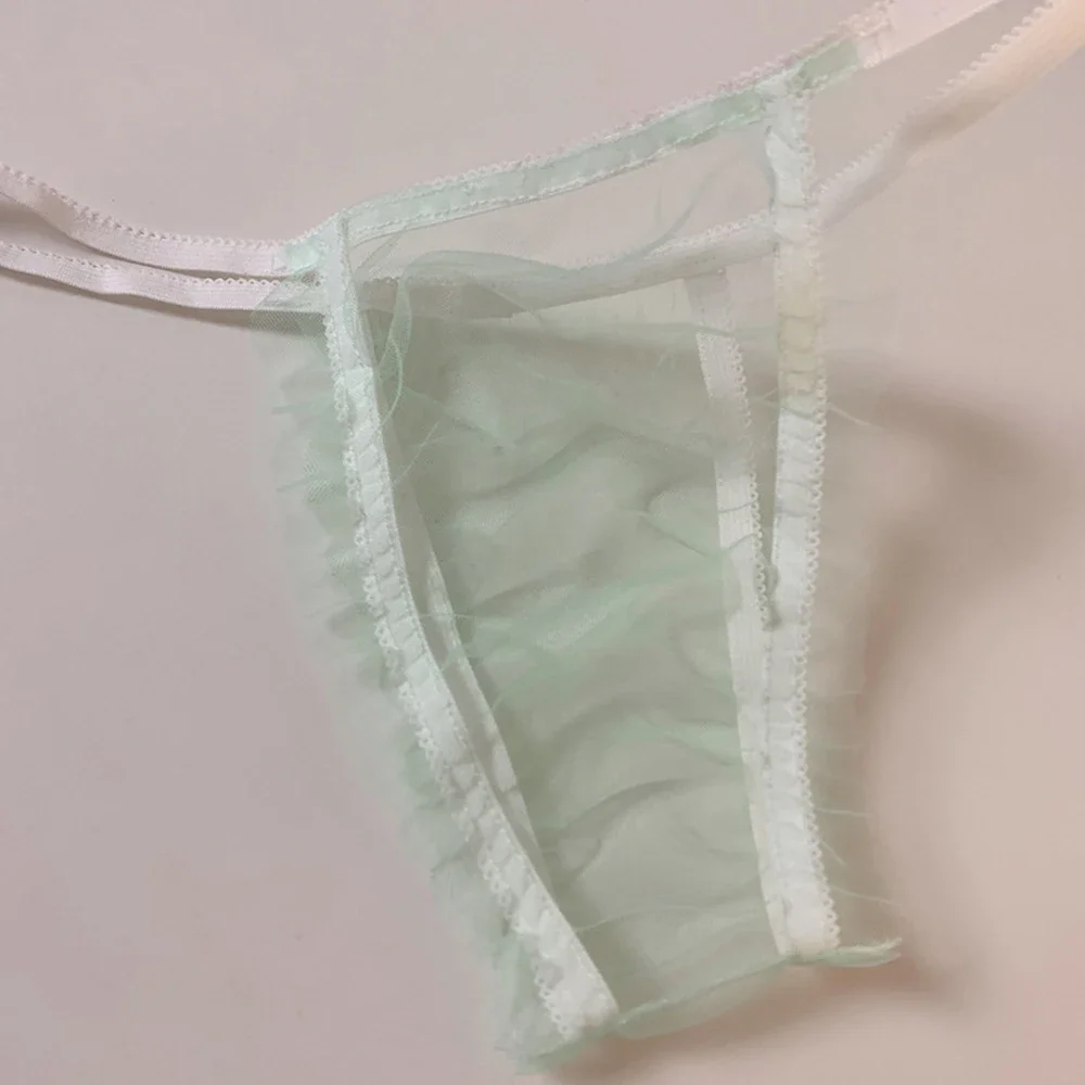 Womens Mens Ultra Thin Mesh Sheer Thong Tanga Briefs for Sissy Pantie Black/Red/Pink/White/Green Package Contents 1*Underwear