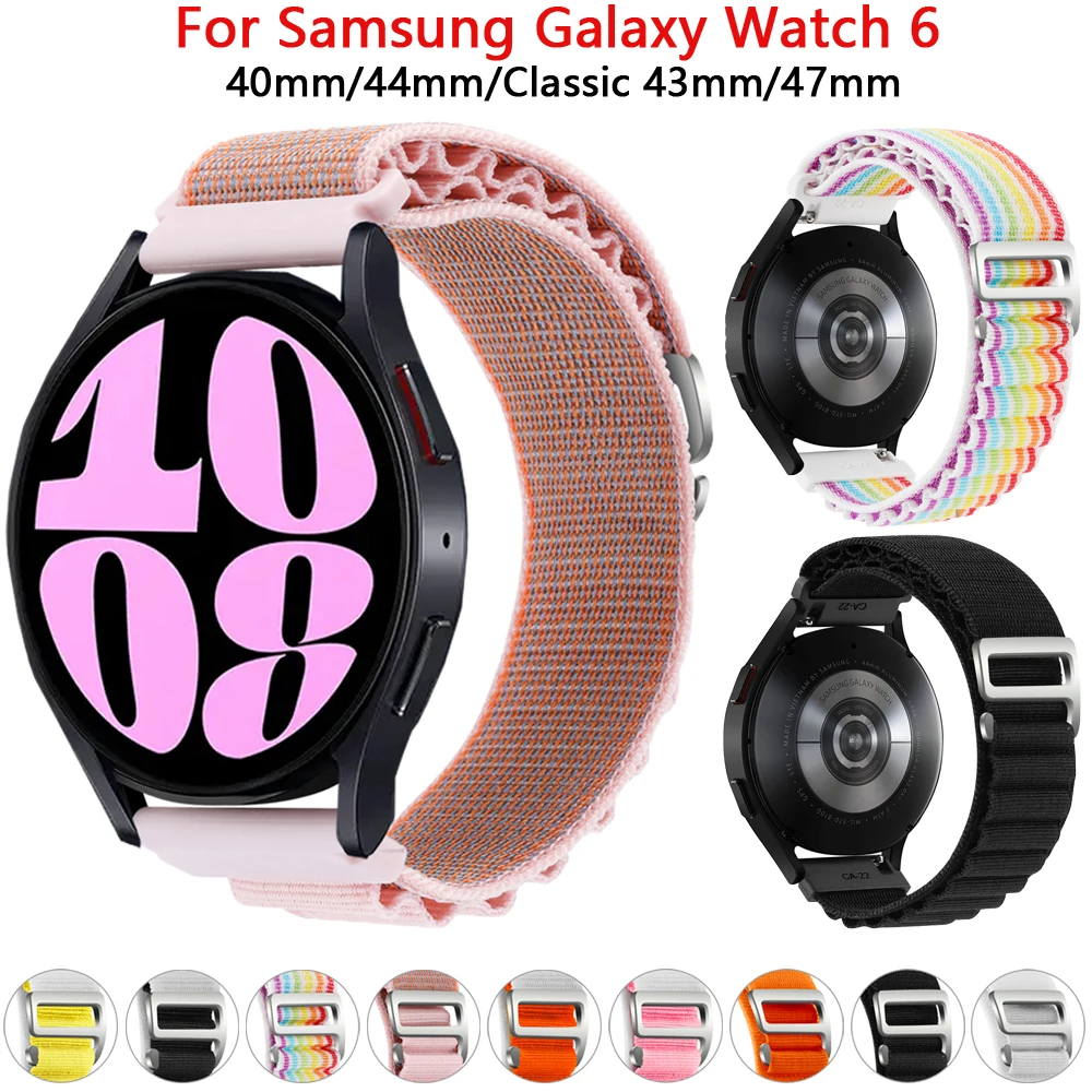 

Ремешок 20 мм для Samsung Galaxy Watch 6 4 5 Pro 45 мм 44 мм 40 мм, нейлоновый браслет для Galaxy Watch 6/4 Classic 47 мм 43 мм 42 мм 46 мм