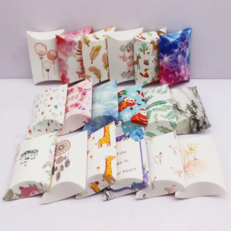 10 개 8x5.5x2cm 대형 DIY 수제 베개 상자 창, 화이트/가죽 크리스마스 해피 선물 포장 상자, 크리스마스 g