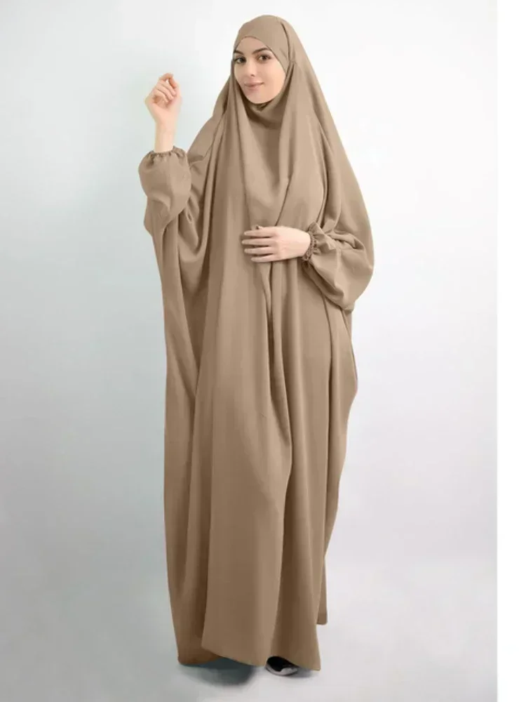 

Hooded Abaya Muslim Prayer Dress Jilbab for Women Long Khimar Hijab Headcover Ramadan Gown Dubai Islamic Clothes Niqab Djellaba