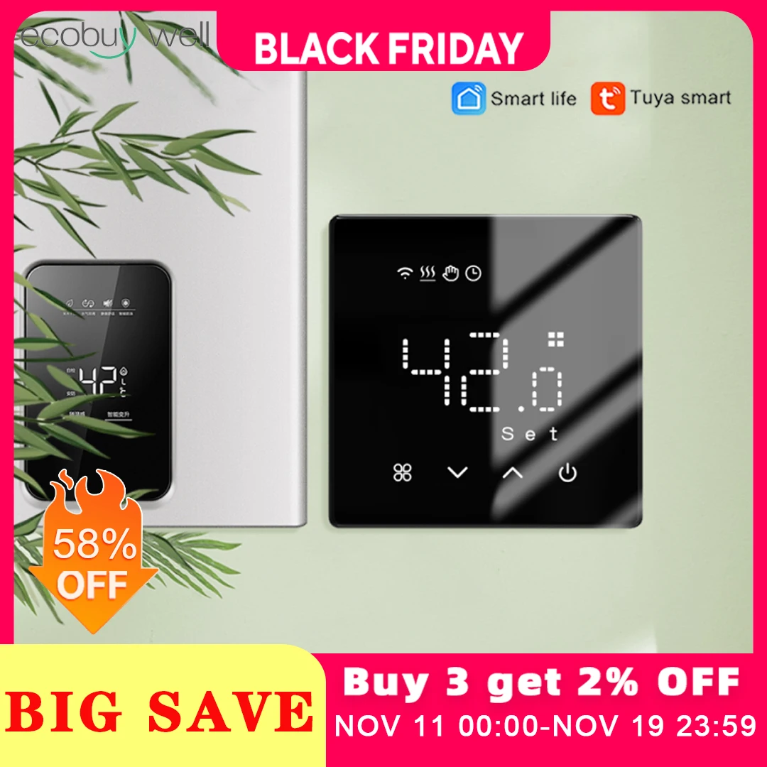 เทอร์โมสตัทอัจฉริยะ Tuya แบบใช้แบตเตอรี่ ควบคุมอุณหภูมิผ่าน Wifi รองรับ Alexa และ Google Home 1