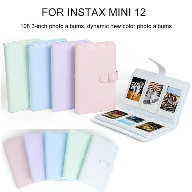 108 pochettes Album Photo Film appareil Photo 3 pouces papier Photo mallette de rangement en cuir PU livre de Collection de timbres pour Fujifilm Instax Mini 12 2