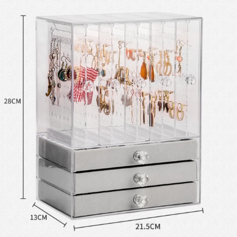 Transparent Jewelry Box Drawer Ring Bracelet Earrings Jewelry Boxes Organizer Velvet Necklace Display Stand Accessories Storage