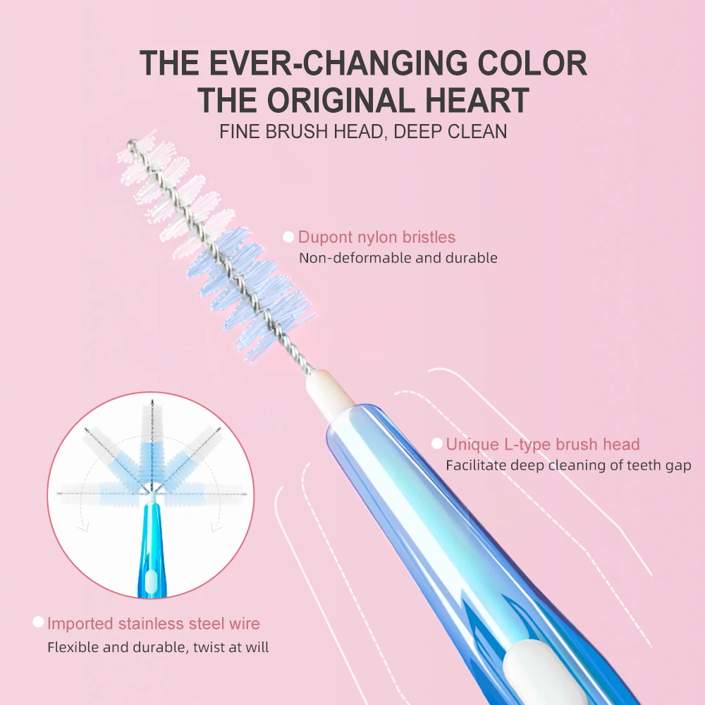 Interdental Brush Fawnmum Interdental Brush Clean Between Teeth Toothbrush Cleaning Oral Tools Dental Orthodontics Portable 0.6-1.0mm