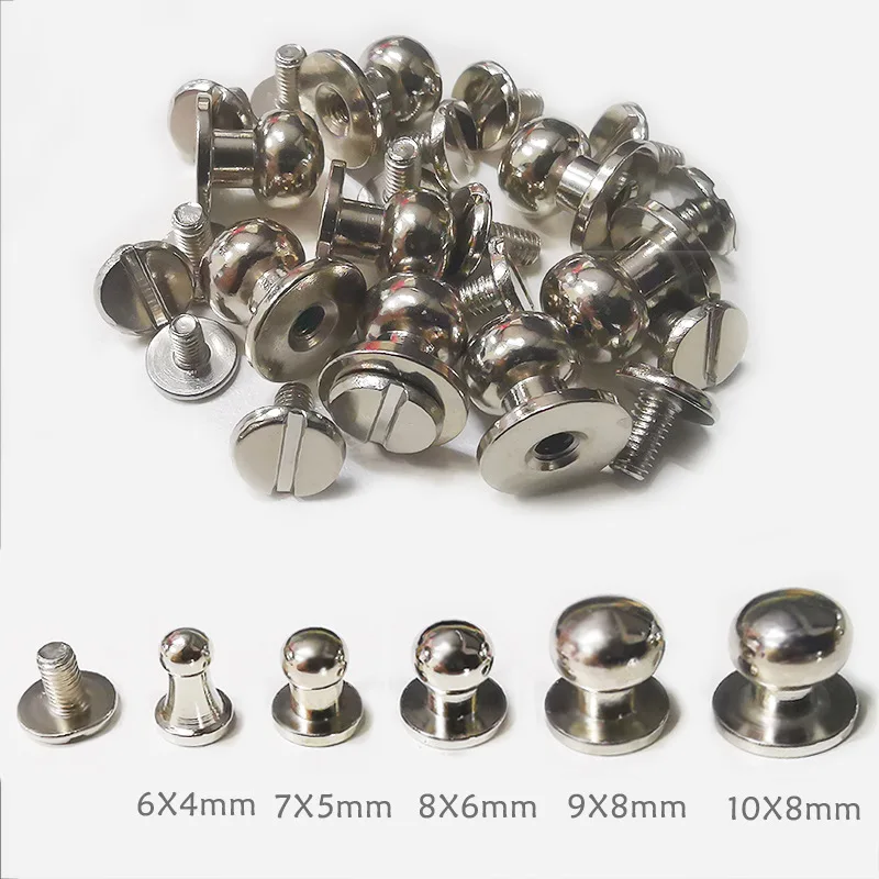 Metal Rivets Belt Strap Rivets Metal Studs Copper Rivets Leather Rivets Pearl Rivets 2-5Sets Knob Screw Rivets Studs DIY Crafts Leather Belt Watch Band Round Monk Head Spikes Punk Bag Clothes Nail Buckles