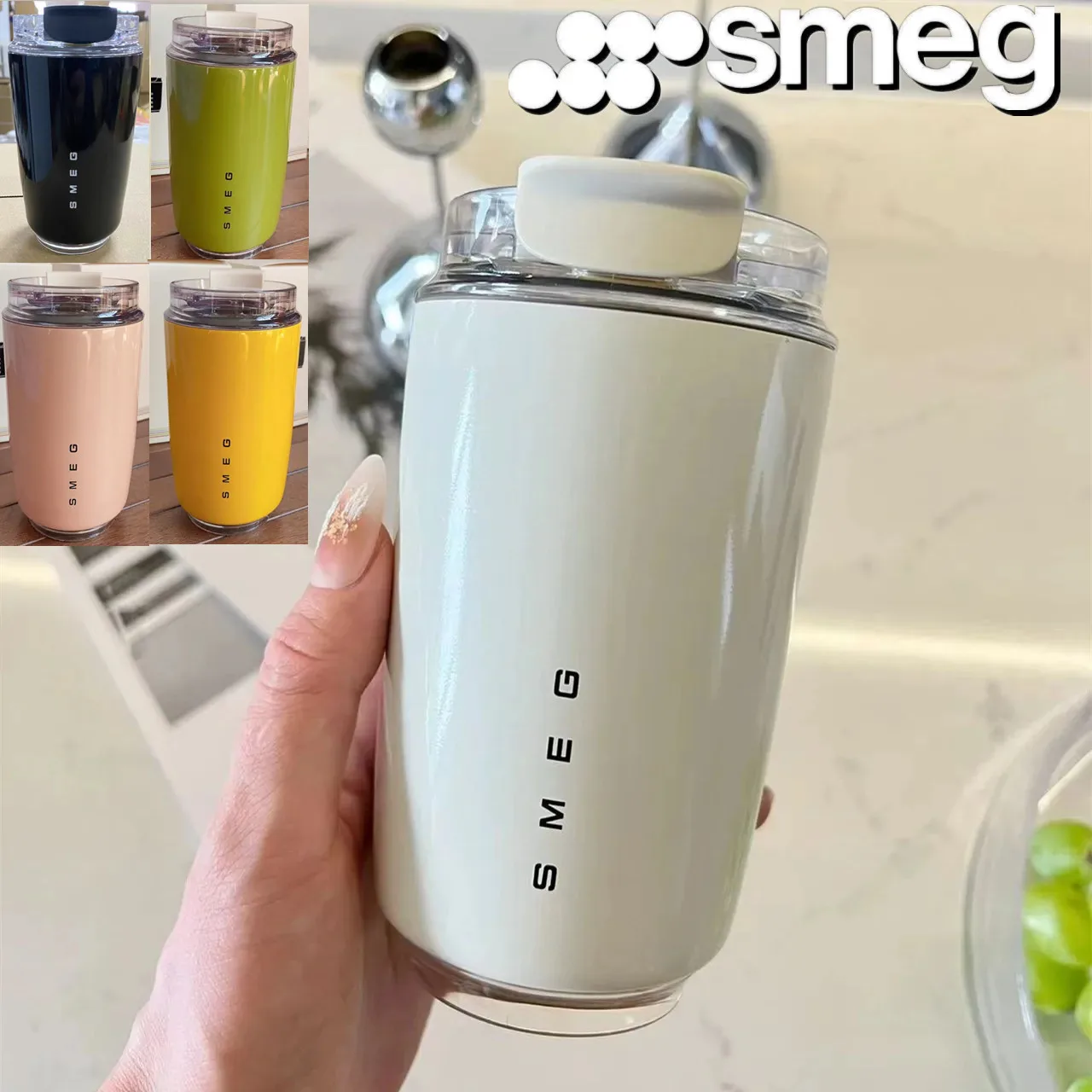 SMEG 자동차 장착 절연 물병, 스테인레스 스틸 물병, 커피 컵, 여행용 머그잔, 240ml